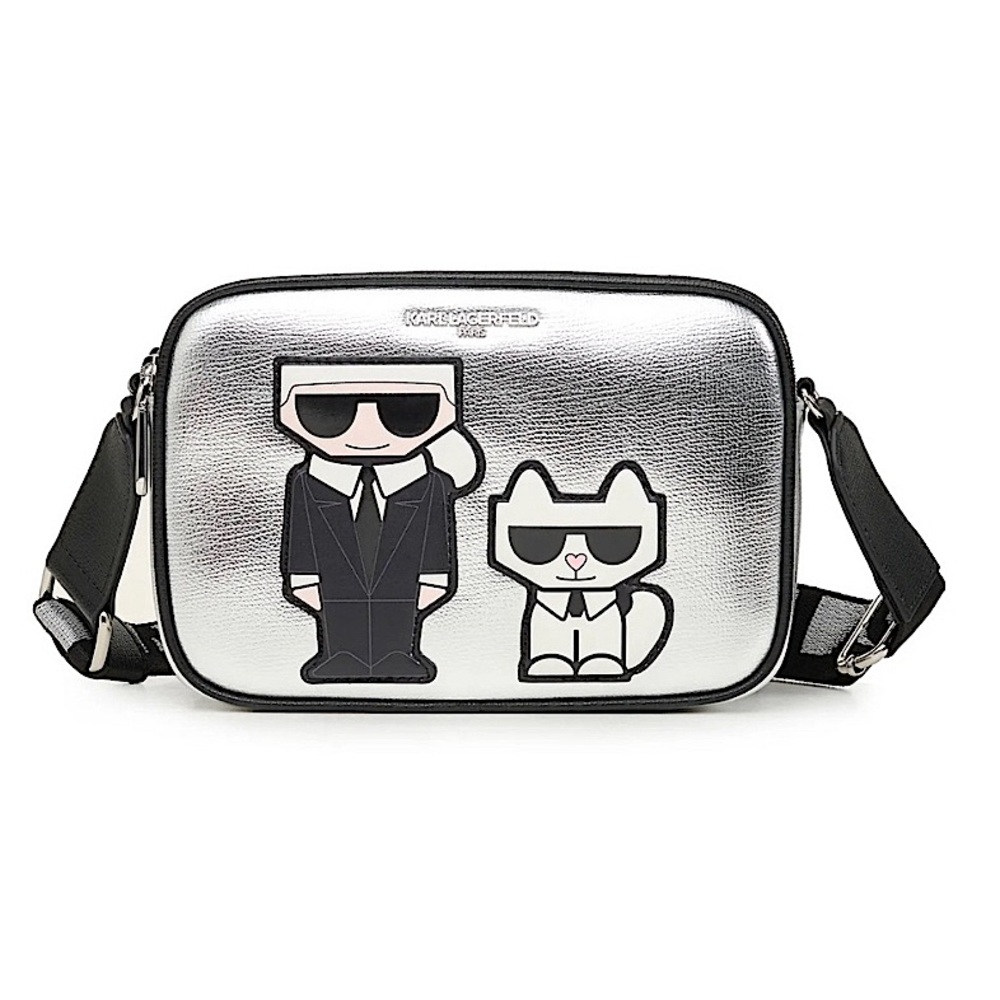 Karl Lagerfeld Paris MAYBELLE CAMERA CROSSBODY bag NEW NWT silver *Rare**